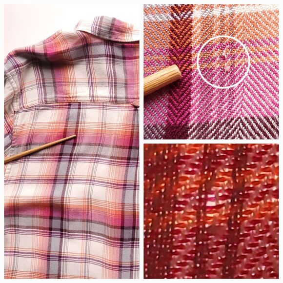 Tommy Bahama Flannel Shirt Mens L Plaid Long Sleeve Pink Orange Cream Colorful - Picture 6 of 10